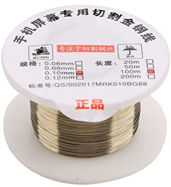 Langlebiger Molybdän -Schneiddraht für LCD -Display Bildschirmtrenntrennreparatur Hohe Härte und Zähigkeit für die Einfache Glasentfernung Geeignet Alle Mobiltelefonbildschirme (0,1 mm*100 m)