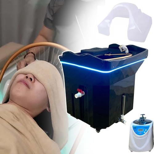 HCAUYNN ÉQuipement De Spa à TêTe, avec Machines De Fumigation Et Hottes, Bac à Shampoing à Circulation d'eau, pour Un Lavage De TêTe Optimal,1Set