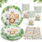 Heboland Assiette Jungle Anniversaire pour 25 Invités, 100pcs Safari Thème Animaux Réutilisable Vaisselle Serviettes Gobelets pour Decoration Garçons Filles, Deco Baby Shower