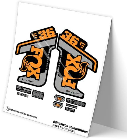 REF:VP462 Autocollants compatibles avec fourche FOX 36 RHYTHM EBIKE 2021-22 BICOLOR MTB, stickers, autocollants, vinyles pour vélos de montagne (FLUOR-ORANGE)