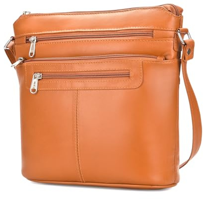 Hudson & James Designer Genuine Leather Women Ladies Travel Satchel Everyday Crossover Cross body Work Mobile Shoulder Handbag Bag