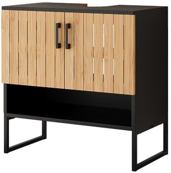 Vicco Waschbeckenunterschrank Vayra, Bambus, 60 x 65.5 cm | zur Aufbewahrung von Badutensilien und Handtüchern
