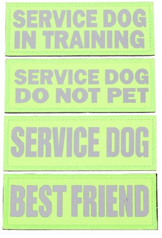 DIKACA 4 Stück Reflektierende Service Dog Klett Patches für Haustiergeschirr Verschleißfest Komfortabel für Outdoor aktivitäten Sichtbar bei Nacht Praktisches Zubehör für Servicehunde
