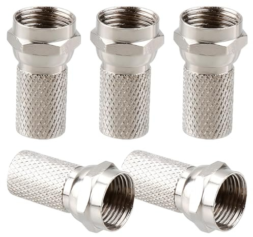Hopzab 5Pcs F Plug Connectors,F Type Connectors with Micro Screw/Twist On for RG6 Aerial Coaxial Cable, Satellite TV Sky NTL,Waterproof Secure & Reliable Connection