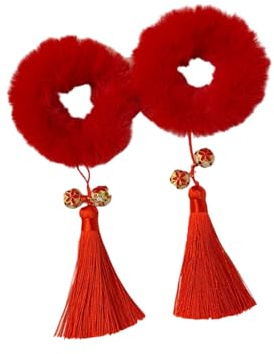 Haarschmuck für Kinder mit roten Plüsch-Haarringen und Dutt-Haarschmuck