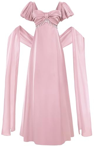 Fiamll Regency Kleid Damen Lang Ballkleid mit Schal und Handschuhe