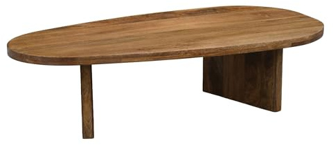 FineBuy Couchtisch Mango Massivholz oval 120cm - Handgefertigter Wohnzimmertisch im modernen Design mit Abgerundeter Form - Flacher Beistelltisch Sofatisch aus Echtholz Handmade