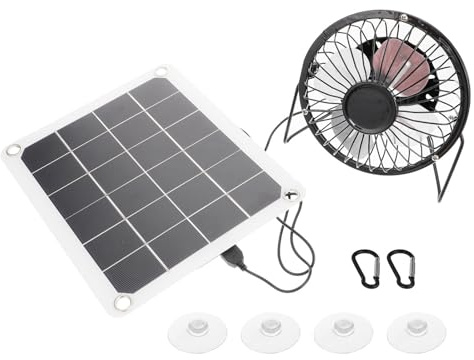 Gatuida Ventilador Alimentado por Paneles solares 1 Juego para Invernadero y casa de Perros, Enfriador de Aire, para Verano y Exterior