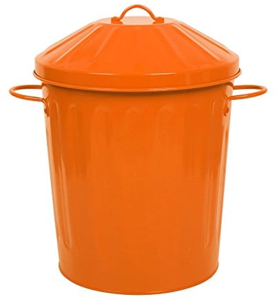 CrazyGadget® Metal 15 Litre 15L Small Tapered Round Colour Recycle Dustbin Paper Rubbish Waste Bin with Lid (Orange)