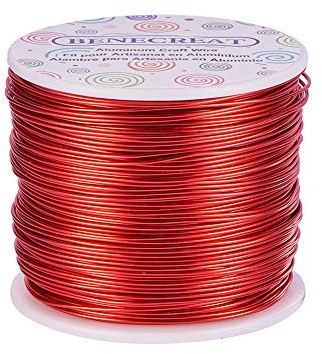 BENECREAT 150m Alambre de Aluminio Anodizado Fabricación de Artesanías Rebordeado Alambre de Artesanía de Aluminio de Color Floral (1mm- Rojo)