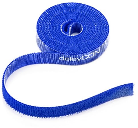 deleyCON 2m Klett Kabelbinder Klettband Klettbandrolle 10mm Breit Kabelmanagement Kabelorganizer Klettkabelbinder Klettverschluss zuschneidbar Blau