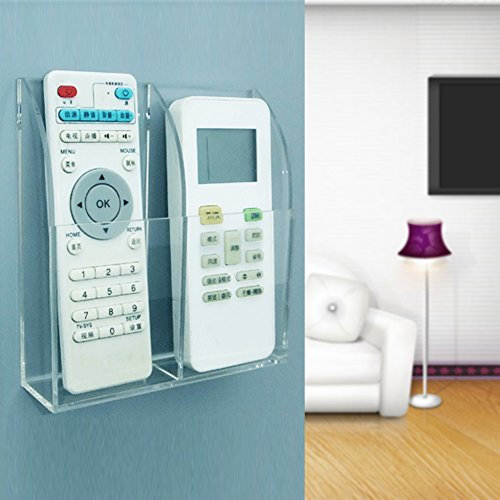 fosa Soporte acrílico para control remoto de aire acondicionado, caja de almacenamiento, organizador de pared (2 fundas)