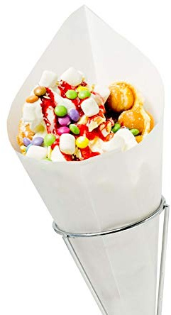 WREDE Spitztüten „Pommes“ 125g Waffeln, Mandeln, Schmalzkuchen CandyBar, Imbiss- und Partyzubehör Größe 100 Stück