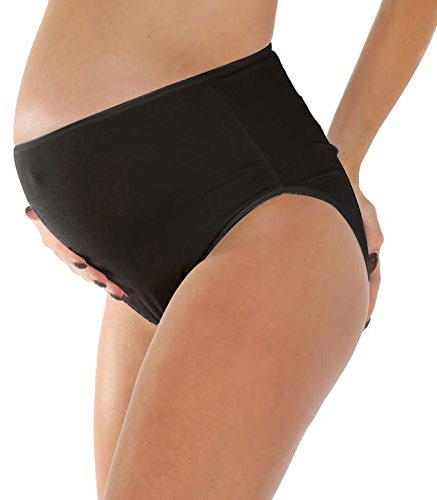 MYSANITY – Mutande Premaman Cotone e Modal Vita Alta I Slip Gravidanza Super Comodi per Ogni Fase della Gravidanza, Nero, S Donna