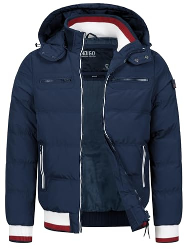 Indicode Herren Marlon Steppjacke in Daunenjacken-Optik mit Kapuze Winter | Warme Herrenjacke für Alltag und Outdoor mit Kapuze, Winterjacke, Freizeitjacke, Steppmantel, modische Pufferjacke für Männer