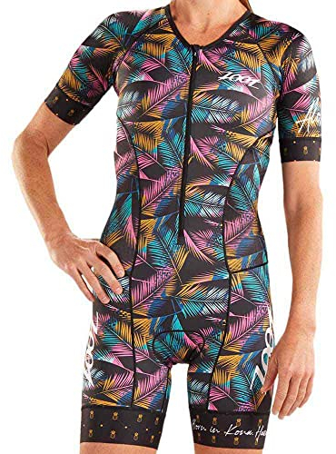 Zoot Damen Aero Triathlon Rennanzug Style Ali'I mit Ärmel, reflektierenden Elementen, LSF 50+, Zwei Rückentaschen und 23cm Frontzipper