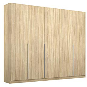 Rauch Möbel Alabama Schrank Kleiderschrank Drehtürenschrank Eiche Sonoma, Holz 5-türig Zubehörpaket Basic 3 Kleiderstangen, 3 Einlegeböden BxHxT 226x210x54 cm