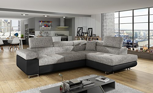 Herby Ecksofa Antos mit Schlaffunktion Bettkasten Sofa Couch Schlafsofa Seite Links oder Rechts (Rechts)