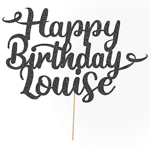 Cakeshop Personalisierte Happy Birthday Glitzer Kuchen Deko Angepasste Farbe jeder Name & jedes Alter Kuchen Dekoration für Geburtstag Party (Schwarz)