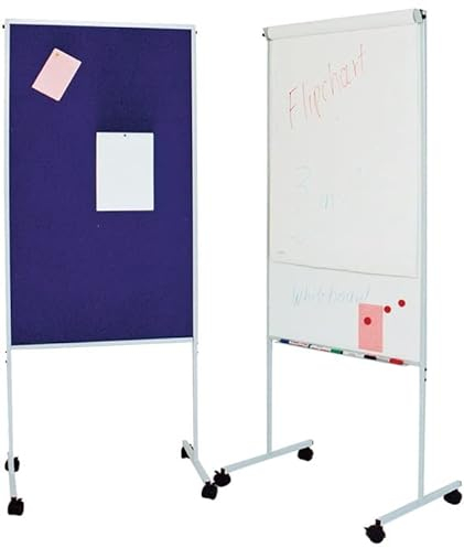 Mobile Flipchart B675xH1170mm fahrbar Textilbezug/magnethaftend königsblau/weiß
