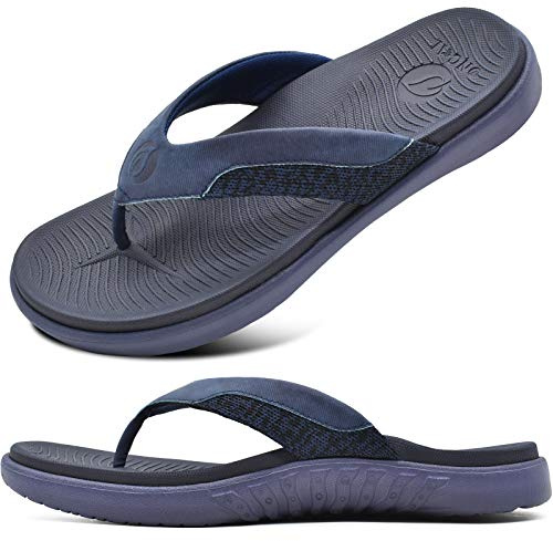 ONCAI Infradito Uomo Infradito Separatori Dita con Plantare Sandali Ciabatte Estate Spiaggia Sport Ortopedia Ciabatte Blu EU 42