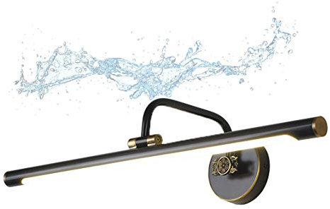 LANMOU LED Bad Spiegellampe Wand Vintage Verstellbar Messing Wandlampe Antik Spiegelleuchte LED Rustikal für Landhaus Schlafzimmer Wohnzimmer Badezimmer, Neutralweiß 4000K,Schwarz,12W/58CM