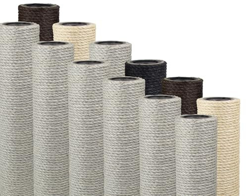 Kratzbaumland 9 cm Sisalstamm, Ersatzstamm für Kratzbaum: Länge: 60 cm/Gewinde: 8 mm (M8), Farbe des Sisalseils: sandgrau