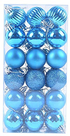 Christmas Balls Ornaments for Xmas Tree Decor, 36Pc 40mm Luxury Shatterproof Christmas Baubles Tree Decorations, Small Hanging Ball Baubles Craft Gifts for Wedding Party Decor (Sky Blue, 36PC/4CM)