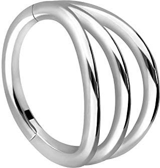 PIERCINGLINE Segmentring Clicker Chirurgenstahl 3 RINGE Piercing Ohr Helix Conch Silberfarben 10 mm