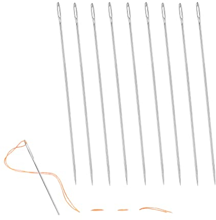 D.RECT - Stopfnadeln Set - 10 Stück | Spitze und Große Ohren | Rostfreier Stahl | Zum Nähen & Stopfen | 125mm