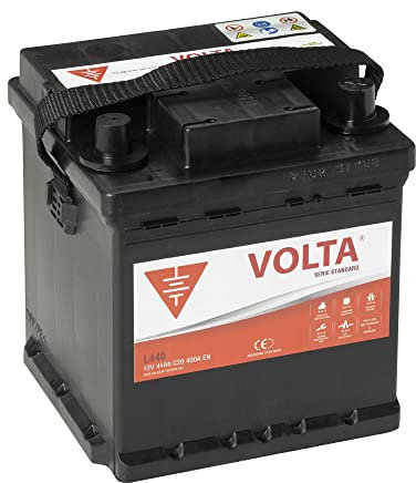 Bateria de Coche VOLTA Standard 44Ah 400A - Borne +Dcha - Medidas Largo 175 x Ancho 175 x Alto 190 mm con 2 años de Garantía - Fabricación Europea.