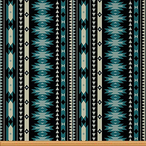Loussiesd Geometrischer Boho Stoff Meterware Boho Ethno Streifen Polsterstoff für Stühle Retro Tradition Dekorationsstoff für Polsterung und Heimwerkerprojekte 92x150cm Beige Schwarz