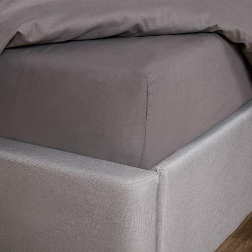 Highams Superking Fitted Sheet Charcoal Grey, Easy Care Soft Polycotton Bed Sheet Deep Pocket Shrinkage & Fade Resistant Plain Dyed Bottom Sheets, 180 x 200cm
