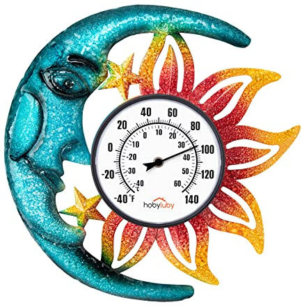 Grand thermomètre d'intérieur et d'extérieur, thermomètre mural pour terrasse, extérieur, intérieur, maison, jardin, chambre, fenêtre, serre (38,1 cm)