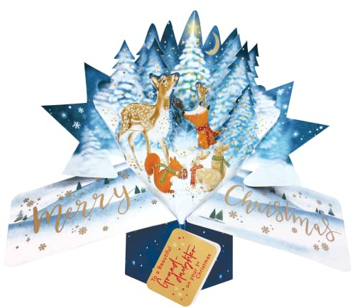Granddaughter's 1st Christmas Card 3D Woodland Animals Pop Up Christmas Card POP064X39