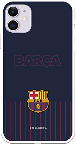 Schutzhülle für iPhone 11, FC Barcelona, blauer Hintergrund, zum Schutz Ihres Handys, flexibles Silikon, offizielles Lizenzprodukt FC Barcelona