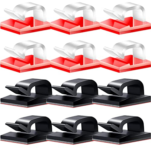60 Stück Kabelclips Kabelhalter Selbstklebend Klein Kabelführung Selbstklebend Wand Kabelschellen Outdoor Kabel Clips Transparent & Schwarz