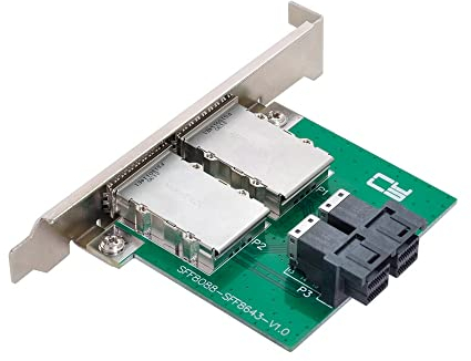 Adaptateur femelle CY Mini SAS SFF-8088 vers SAS HD SFF-8643 PCBA double ports avec support discret