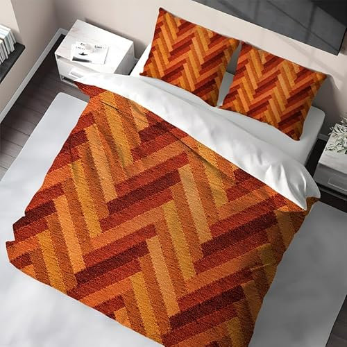 Orange Kinderbettwäsche 100x135 3 Teiliges Set Kuschel Baby Bettwäsche Mikrofaser Bettbezug Geometrie mit Reißverschluss Deckenbezug Geeignet für Jungen Mädchen(1 Bettbezug + 2 Kissenbezug 40x60)