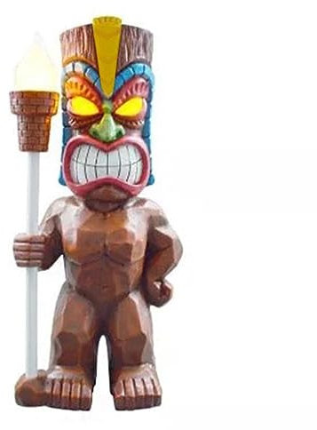 Yusat Tiki-Statue mit Solarlicht, Solarlampe, Tiki-Totem, Figur, Ornamente, Wasserdicht, Tiki-Gartenskulpturen, Kunsthandwerk Veranda, Rasen, Gartendekoration (A)