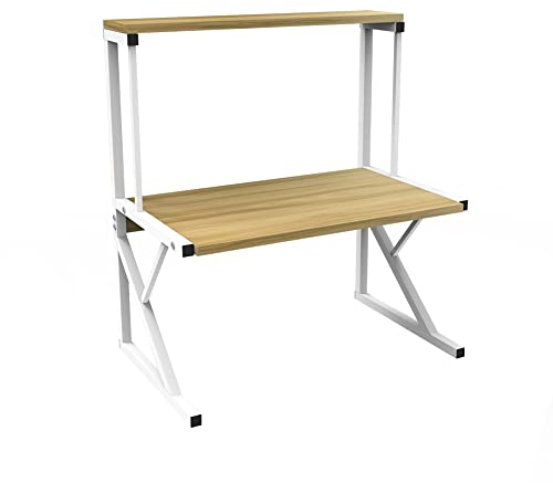 RELOVE - Estantería de cocina con patas para microondas, estante metálico de madera y acero, con 3 estantes, 65 x 54 x 30 cm, color amarillo