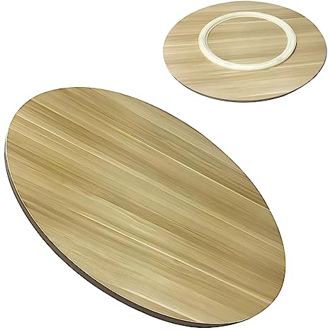 ESOYAWE Tavolo da Pranzo Piatto Girevole in Legno, Ø 50 60 70 80 90 100 CM Vassoio Rotante Rotondo, Lazy Susan Supporti Girevoli per Piano Tavolo con Base Girevole Silenziosa