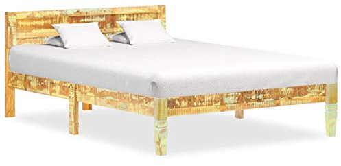 Homgoday Massivholzbett Bett Holzbett Bettgestell Einzelbett Doppelbett Bettgestelle Jugendbett für Gästezimmer Schlafzimmer Altholz 120x200 cm