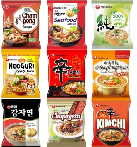 Starry Mart NS Noodles Soup Ramyun and Assorted Flavour Ramen (10 Packs with 6 Different Random Flavours)