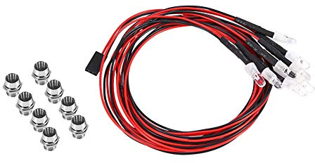 VGEBY RC-Car-LED-Set, 8 LEDs, RC-Modellauto-Scheinwerfer, Rücklicht, Hohe Helligkeit, RC-Car-LED-Licht-Set, 4 Weiße LEDs, 4 Rote LEDs für 1/10 RC Car Truck Crawler