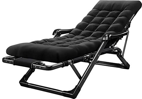 ONWEE Zero Gravity Lounge Chair, Mit Kissen Liegestuhl Lounge Chair, Verstellbares Klappbares Campingbett Atmungsaktive Klappliege Im Freien Für Camping,Schwarz_170X35X65Cm (Schwarz 170X35X65Cm/67X14