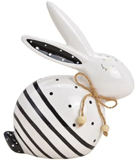Hase aus Keramik schwarz/weiß Osterhase Osterdekoration
