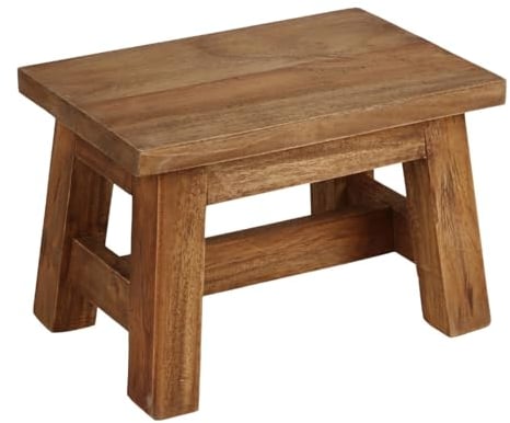 BURI Fußbank 30x20x20 cm Tritthocker aus Holz in braun - Mini Holzbank ideal als Blumenhocker Toilettenhocker belastbar bis 150kg