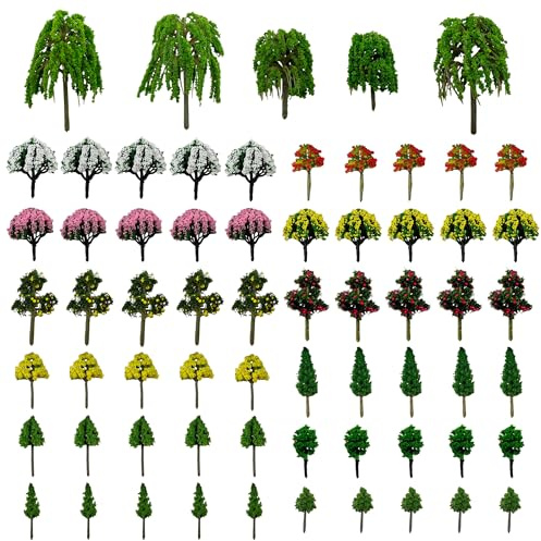 Cayway Alberi Modello, 65 Pz Modello Alberi in Miniatura Misto Treno Albero Alberi Scenari Ferroviario per Lo Scenario Fai da Te Paesaggio