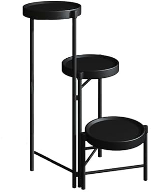 Strangefly Soportes para plantas de interior y exterior, 4 neumáticos altos, escalera de esquina ajustable, estante de exhibición de flores para sala de estar, patio, césped, jardín, balcón, negro y